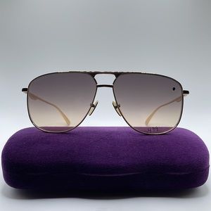 NWOT Gucci sunglasses, GG033S 001, size 60 13 145, gold wire aviator frames